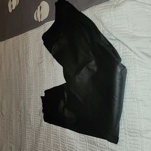 Faux leather front leggings